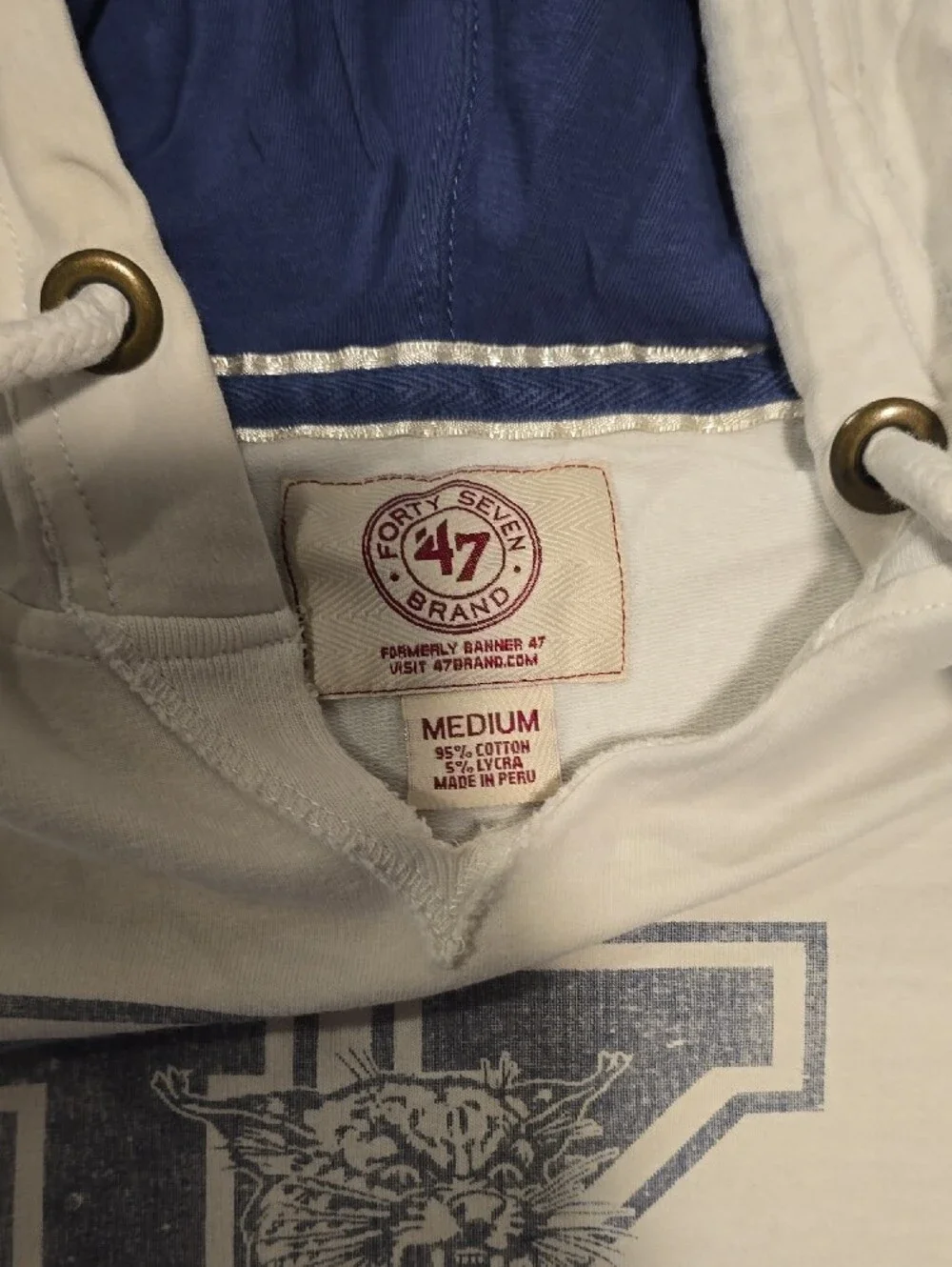 47 Men’s Wildcats Crewneck Hoodie - White with Blue Lining - Picture 2 of 6